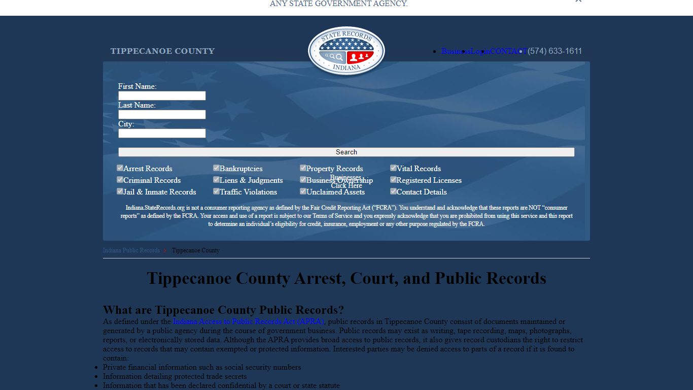 Tippecanoe County Arrest, Court, and Public Records